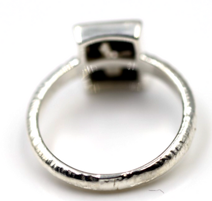 Genuine Size P Sterling Silver 925 Black Onyx Rectangular Ring