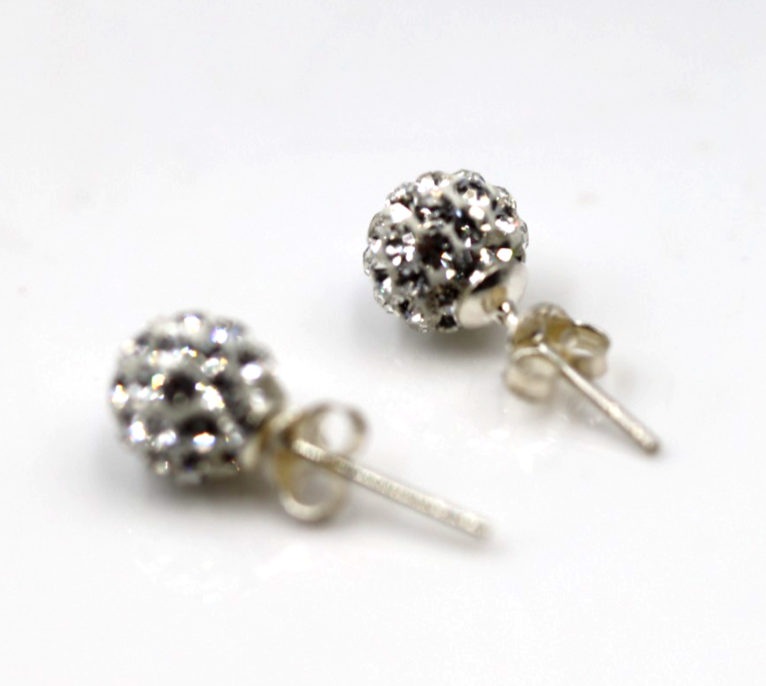 Sterling Silver 925 Cubic Zirconia 8mm Ball Earrings