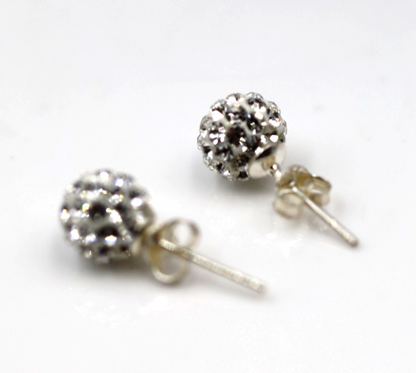 Sterling Silver 925 Cubic Zirconia 8mm Ball Earrings