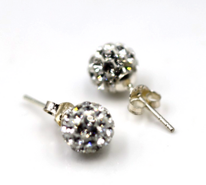 Sterling Silver 925 Cubic Zirconia 8mm Ball Earrings