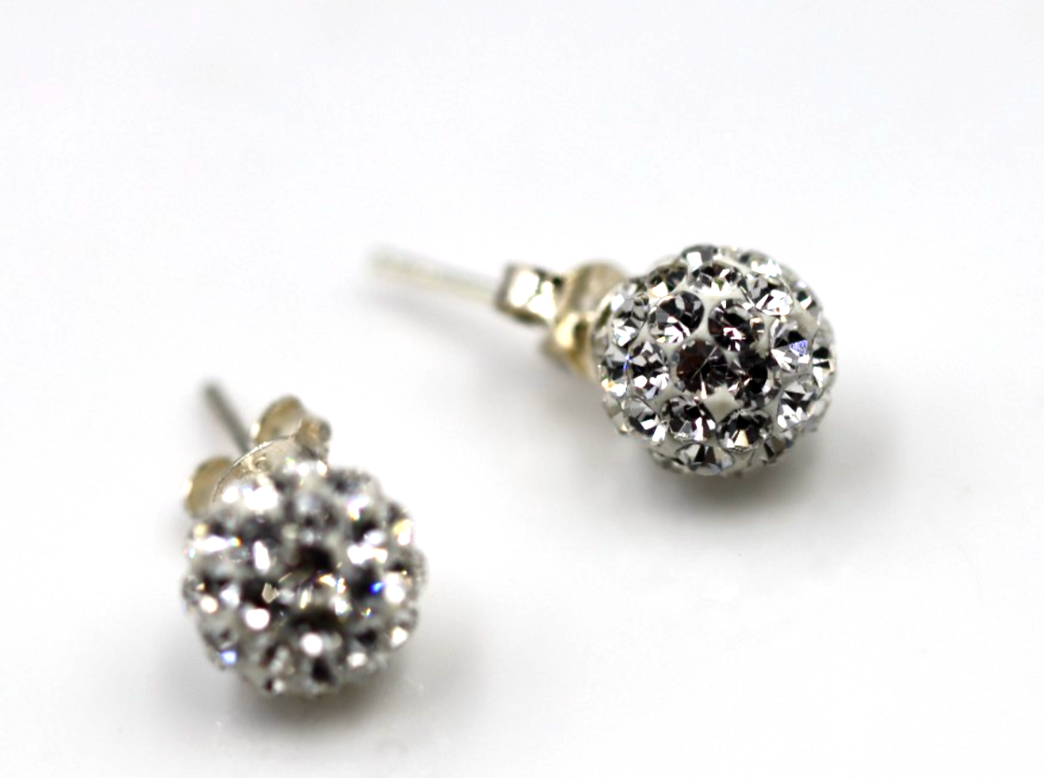 Sterling Silver 925 Cubic Zirconia 8mm Ball Earrings