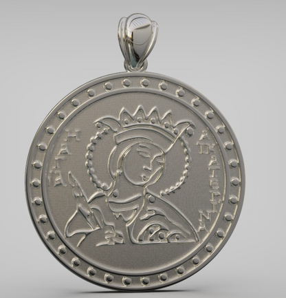 Genuine 9ct 9k 375 Yellow, Rose or White Gold Saint St Catherine Pendant / Charm