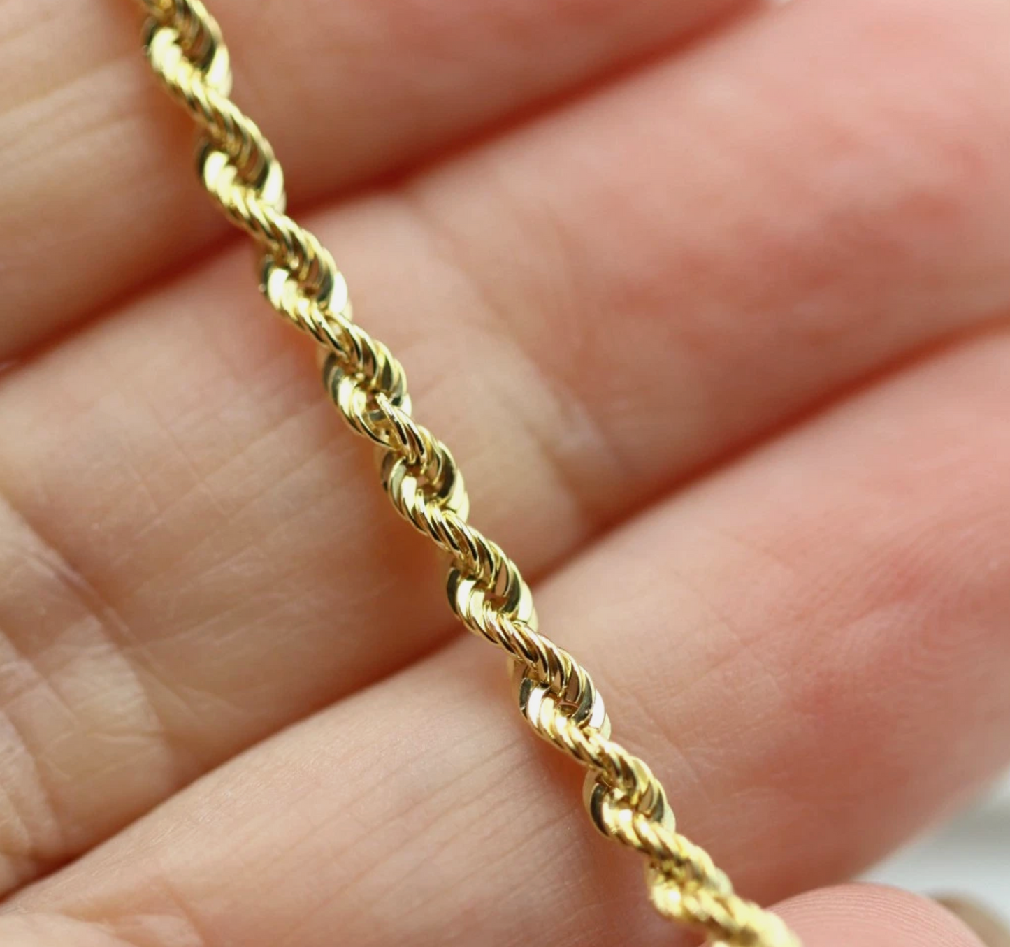 Genuine 9ct or 18ct Yellow Gold Solid 19cm Hollow Diamond Cut Rope Bracelet