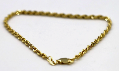 Genuine 9ct or 18ct Yellow Gold Solid 19cm Hollow Diamond Cut Rope Bracelet