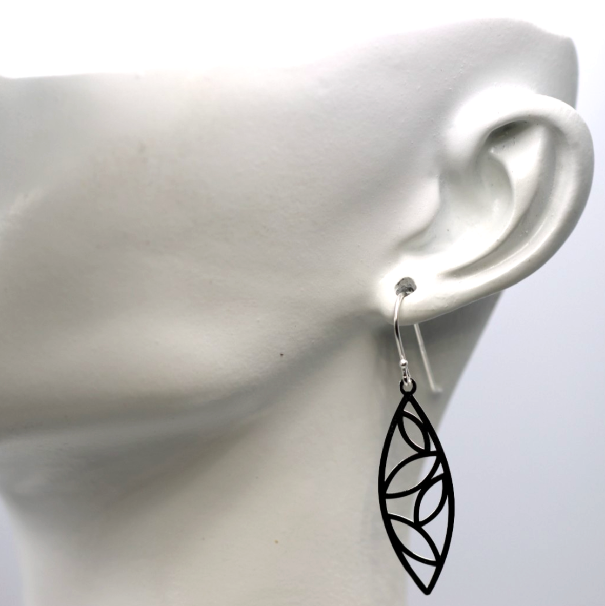 Sterling Silver 925 Solid Cut-Out Leaf Drop Earrings
