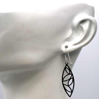 Sterling Silver 925 Solid Cut-Out Leaf Drop Earrings