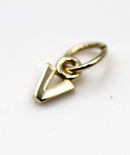 Genuine 9ct 9k 375 Genuine Tiny Very Small Yellow, Rose or White Gold Initial Pendant Charm V