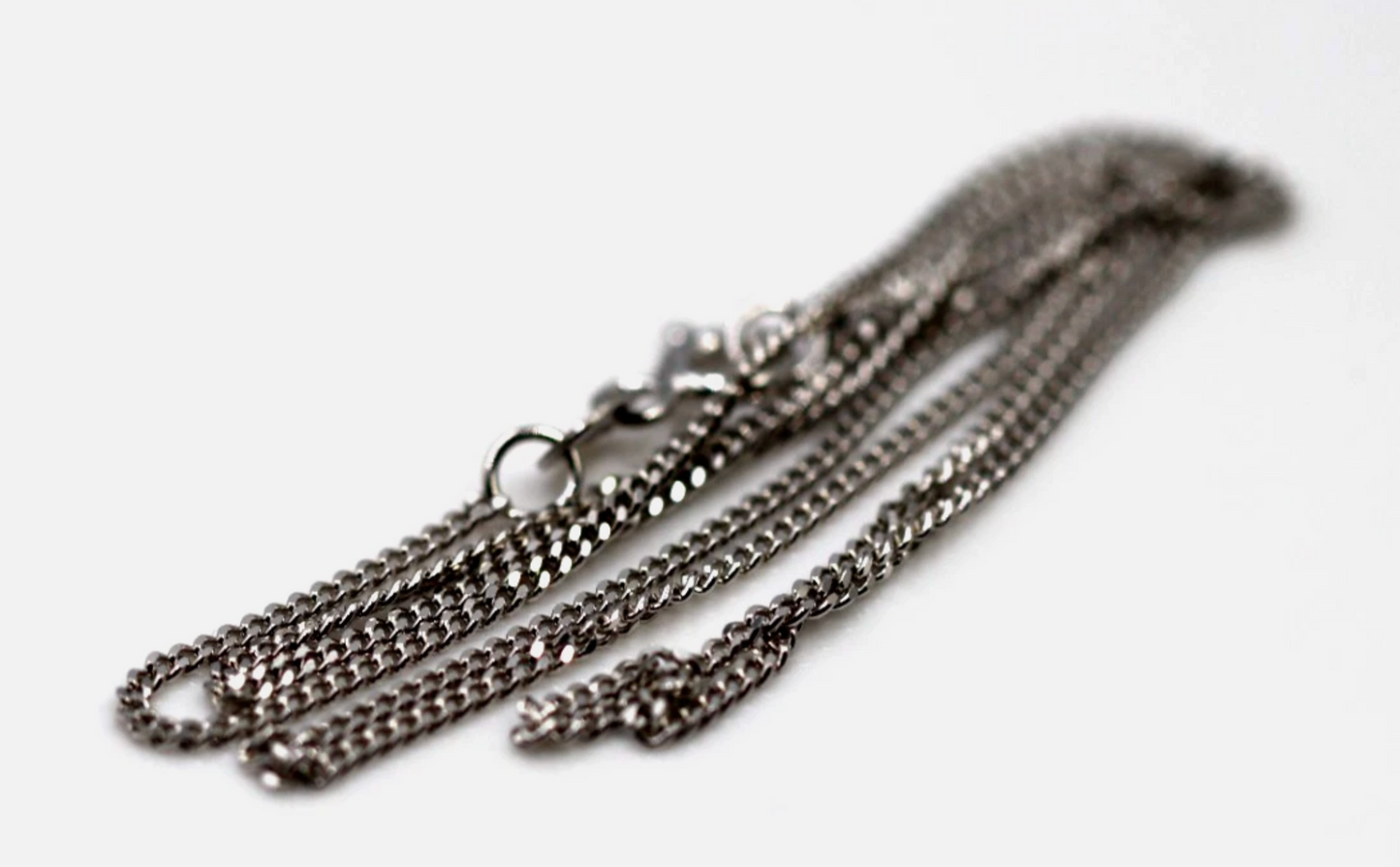 Genuine 9ct 9k 375 White Gold Diamond Cut Curb Necklace / Chain 2.5grams 40cm