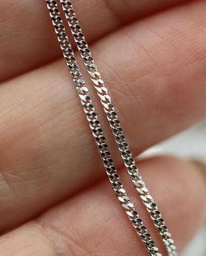 Genuine 9ct 9k 375 White Gold Diamond Cut Curb Necklace / Chain 2.5grams 40cm
