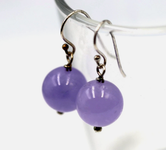 Kaedesigns New Sterling Silver 12mm Lavender Amethyst Bead Ball Earrings