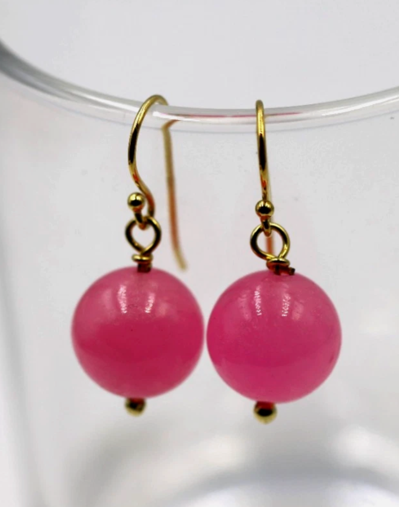 Kaedesigns Sterling Silver 12mm Light Pink Quartz Bead Ball Earrings