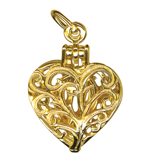 Genuine New 9ct Yellow or Rose Gold Filigree Heart Locket Pendant