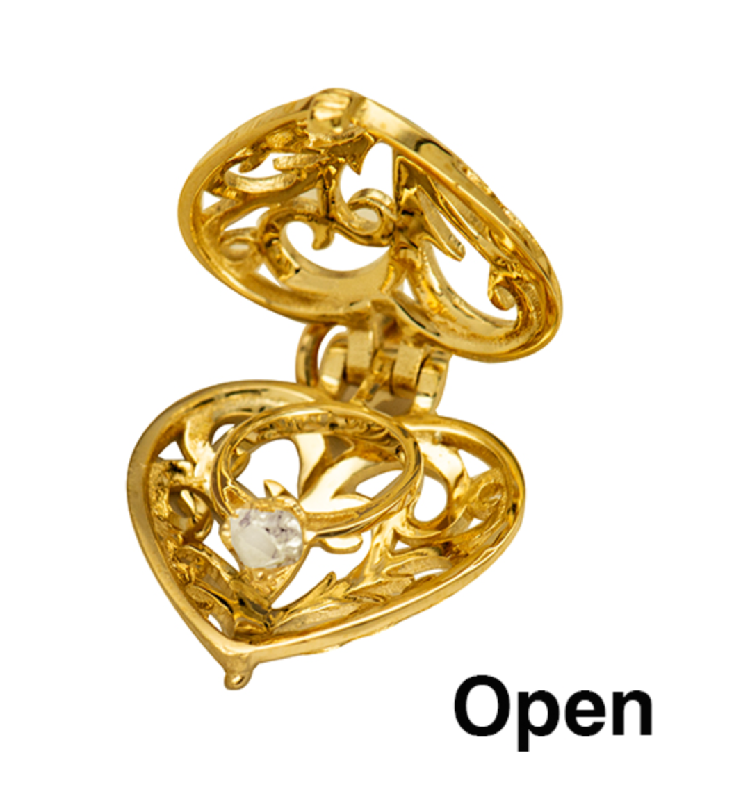 Genuine New 9ct Yellow or Rose Gold Filigree Heart Locket Pendant