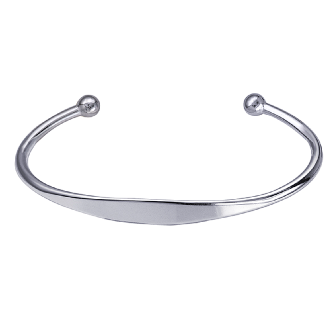 Solid Sterling Silver 925 Ladies Surf Bangle with ID Plate