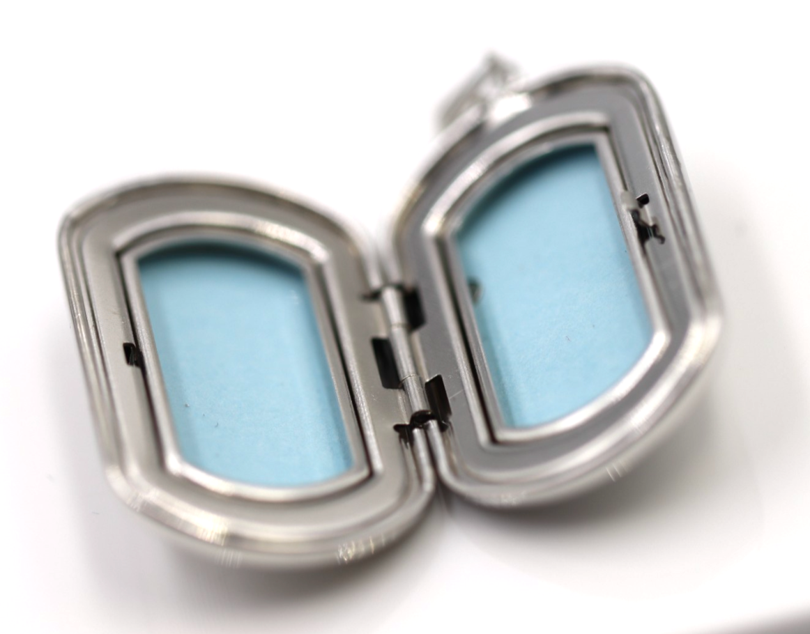 Sterling Silver 925 Rectangular Dog Tag Style Locket Engraved Cross