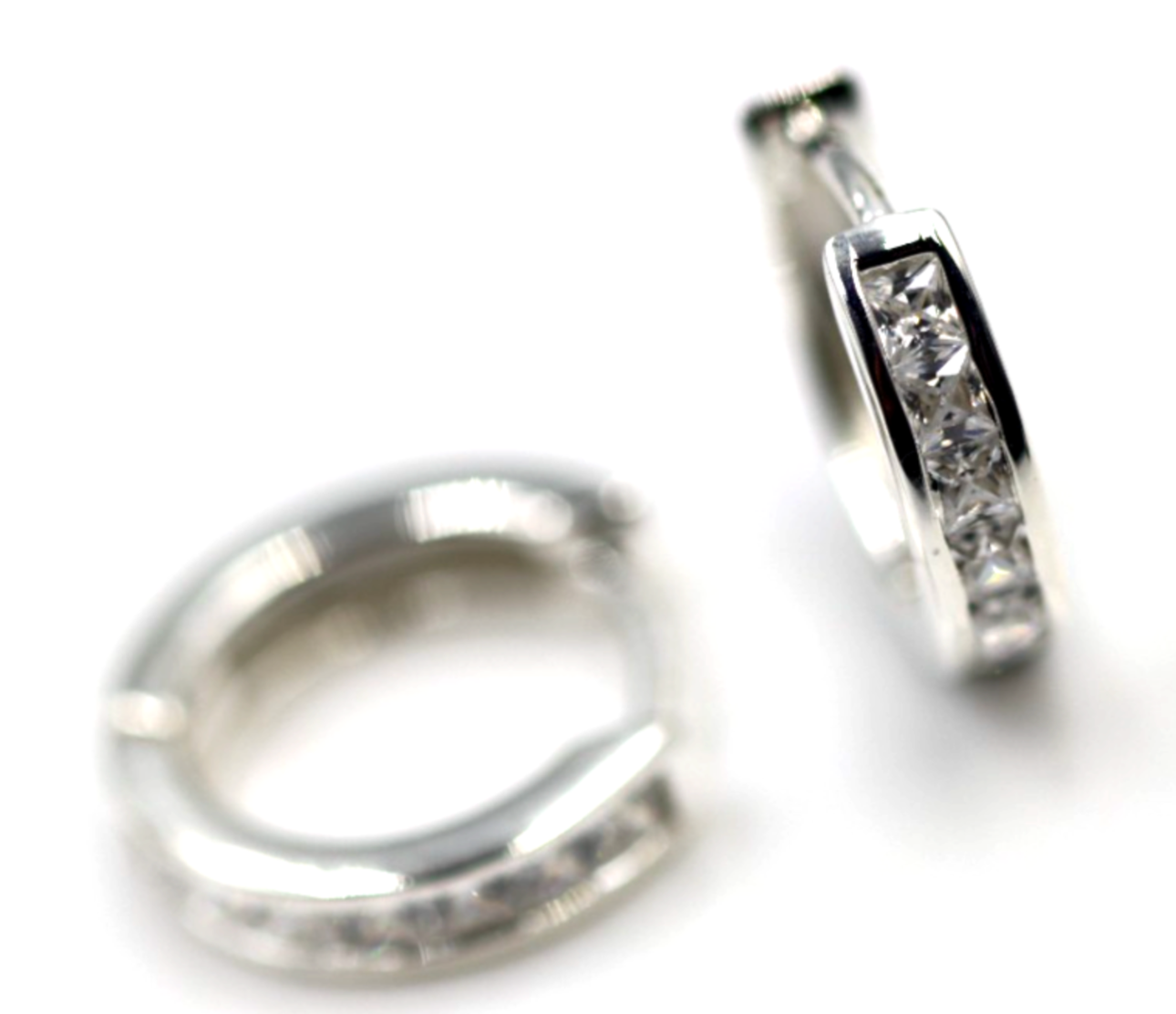 Genuine Sterling Silver 925 14mm Wide Hoop Huggies Huggie Earrings