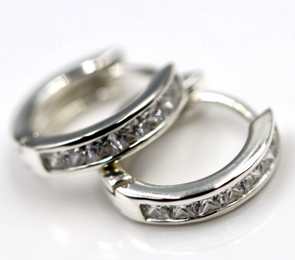Genuine Sterling Silver 925 14mm Wide Hoop Huggies Huggie Earrings