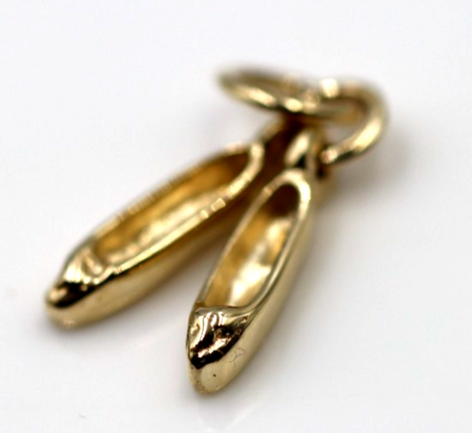 Genuine 9ct 9k 375 Yellow, Rose or White Gold Ballerina Ballet Shoe Slipper Charm Pendant