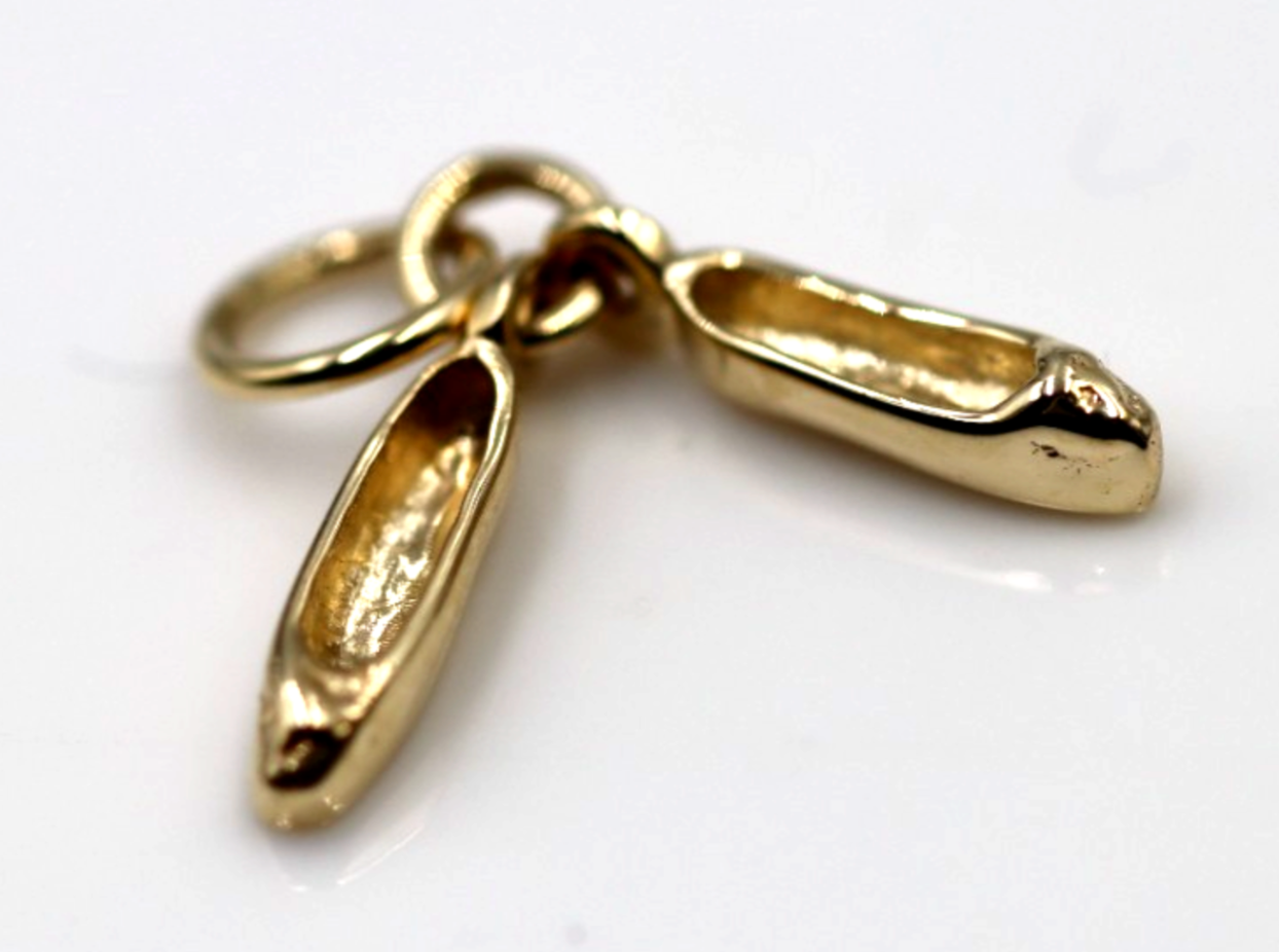 Genuine 9ct 9k 375 Yellow, Rose or White Gold Ballerina Ballet Shoe Slipper Charm Pendant