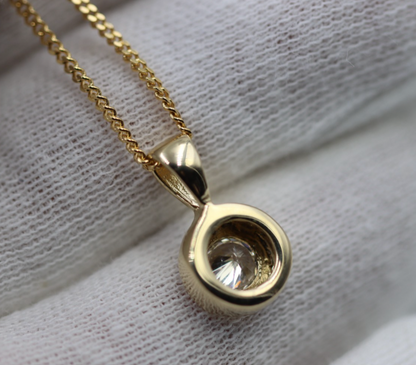 Genuine 9k 9ct Yellow Gold Bezel Set  Pendant + 50cm 9ct Chain Necklace