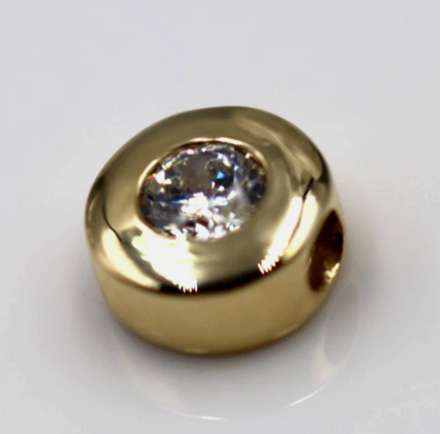 Genuine Small 9ct 375 Yellow, Rose or White Gold Bezel Set Gold Slider Charm Pendant