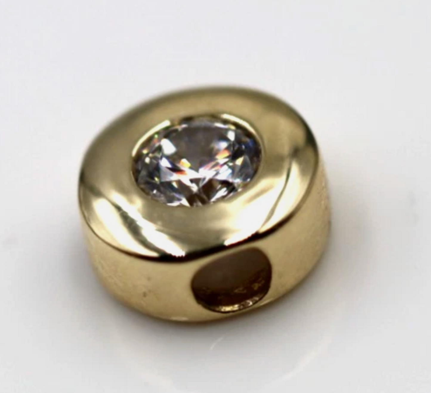 Genuine Small 9ct 375 Yellow, Rose or White Gold Bezel Set Gold Slider Charm Pendant