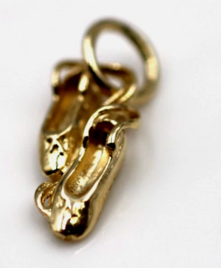 Genuine 9ct 9k 375 Yellow, Rose or White Gold Ballerina Ballet Shoe Slipper Charm Pendant