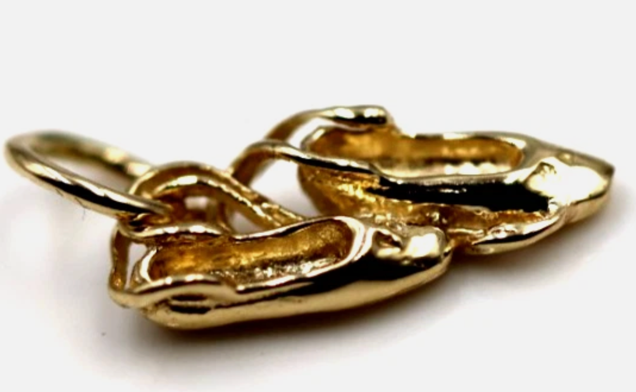 Genuine 9ct 9k 375 Yellow, Rose or White Gold Ballerina Ballet Shoe Slipper Charm Pendant