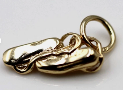 Genuine 9ct 9k 375 Yellow, Rose or White Gold Ballerina Ballet Shoe Slipper Charm Pendant