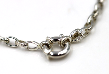 Handmade Sterling Silver 925 Oval Belcher bracelet with Bolt Ring 19.5cm