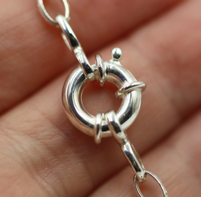 Handmade Sterling Silver 925 Oval Belcher bracelet with Bolt Ring 19.5cm