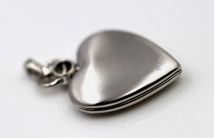 Sterling Silver 20mm Heart Locket + Flower Design & Decorative Bail