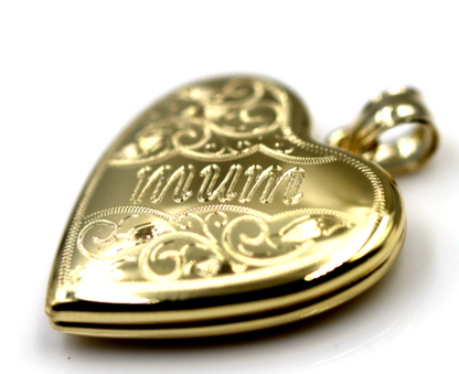 Genuine Sterling Silver Gold Plated or Sterling Silver 20mm ‘Mum’ Heart Locket Pendant
