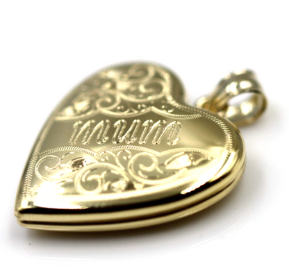 Genuine Sterling Silver Gold Plated or Sterling Silver 20mm ‘Mum’ Heart Locket Pendant