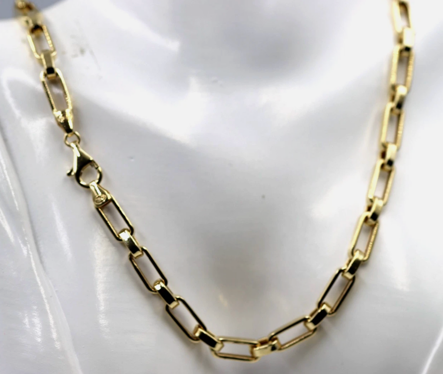 Genuine 60cm 18ct 18k 750 Yellow Gold Paper Clip Necklace Chain
