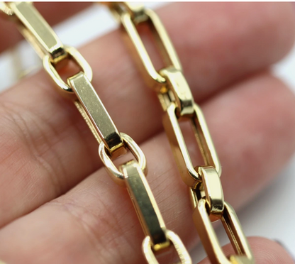 Genuine 60cm 18ct 18k 750 Yellow Gold Paper Clip Necklace Chain
