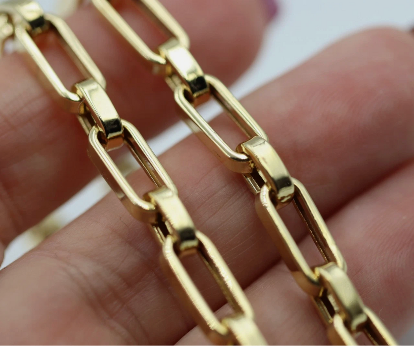 Genuine 60cm 18ct 18k 750 Yellow Gold Paper Clip Necklace Chain