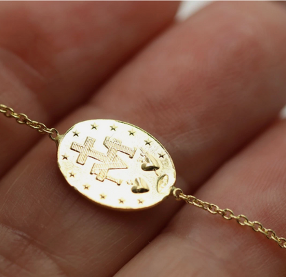 18ct 18k Yellow, Rose & White Gold 6mm Ball Rosary Bead bracelet 22cm