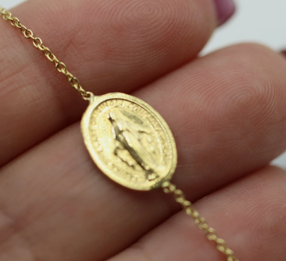 18ct 18k Yellow, Rose & White Gold 6mm Ball Rosary Bead bracelet 22cm