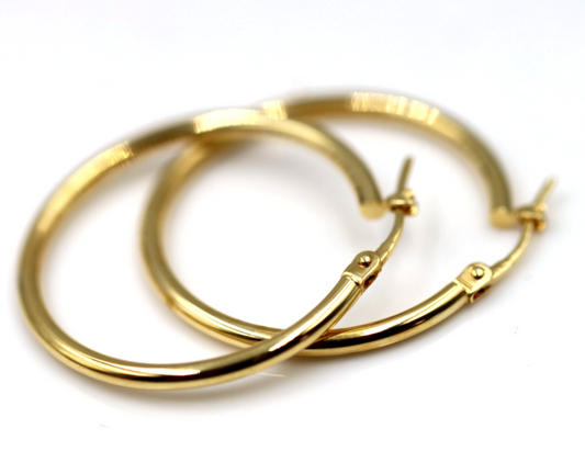 Genuine New 18ct 18k 750 28mm Round Hoops Earrings