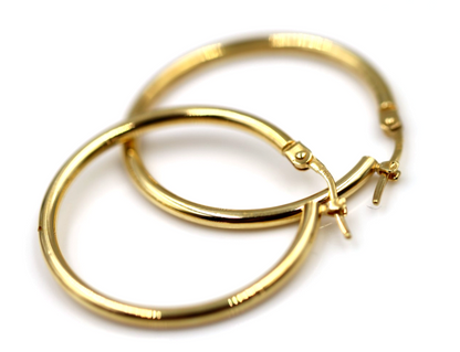 Genuine New 18ct 18k 750 28mm Round Hoops Earrings