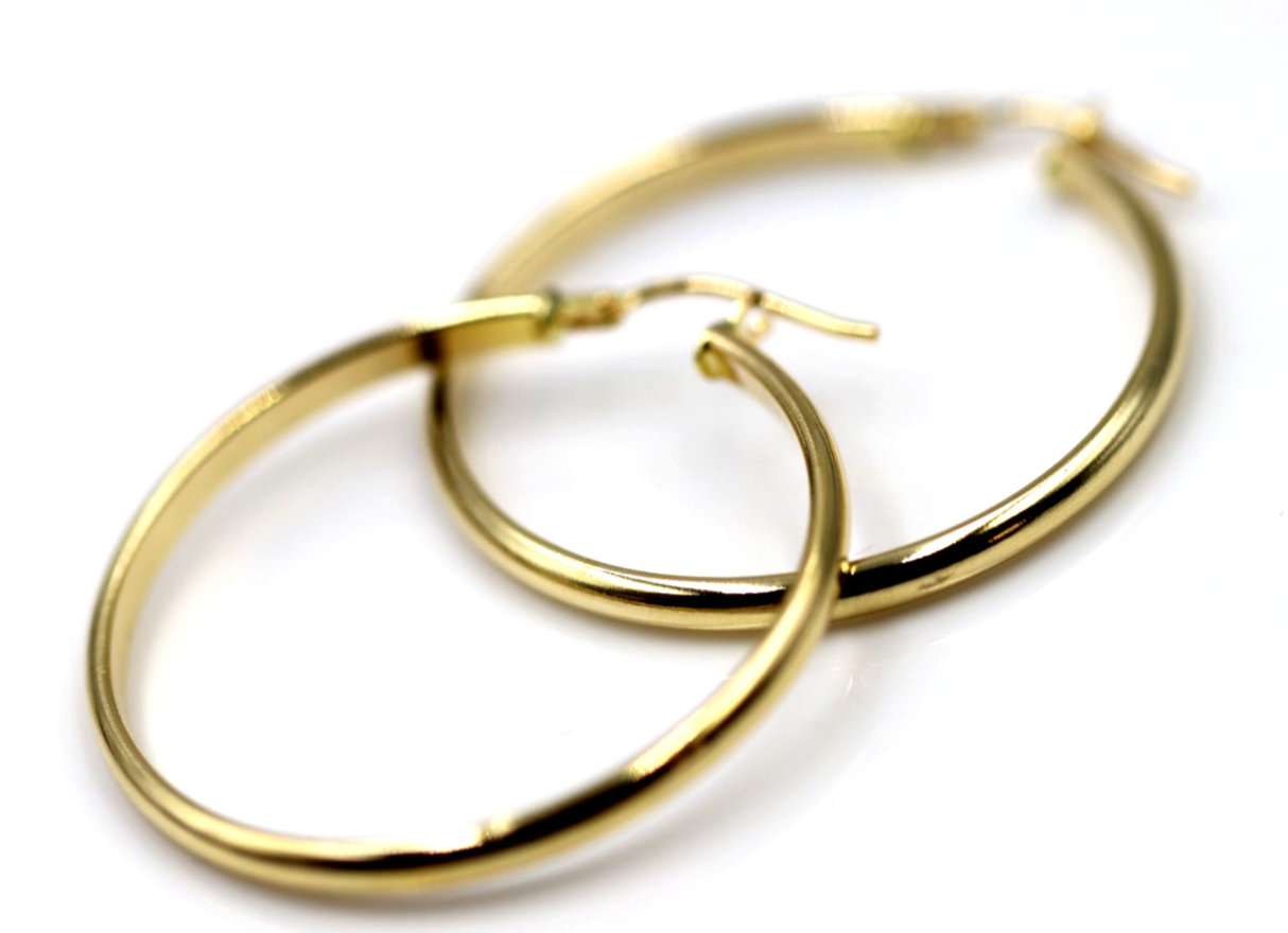 Genuine New 18ct 18k 750 33mm Round Hoops Earrings