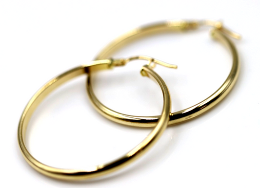 Genuine New 18ct 18k 750 33mm Round Hoops Earrings