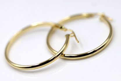Genuine New 18ct 18k 750 33mm Round Hoops Earrings
