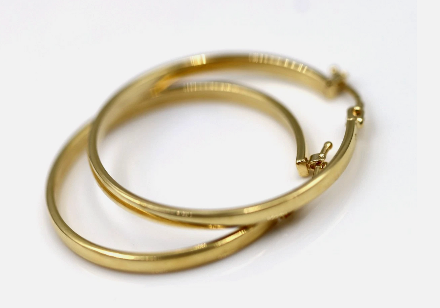 Genuine 18ct 18k 750 Large Hollow Hoops 32 mm Earrings