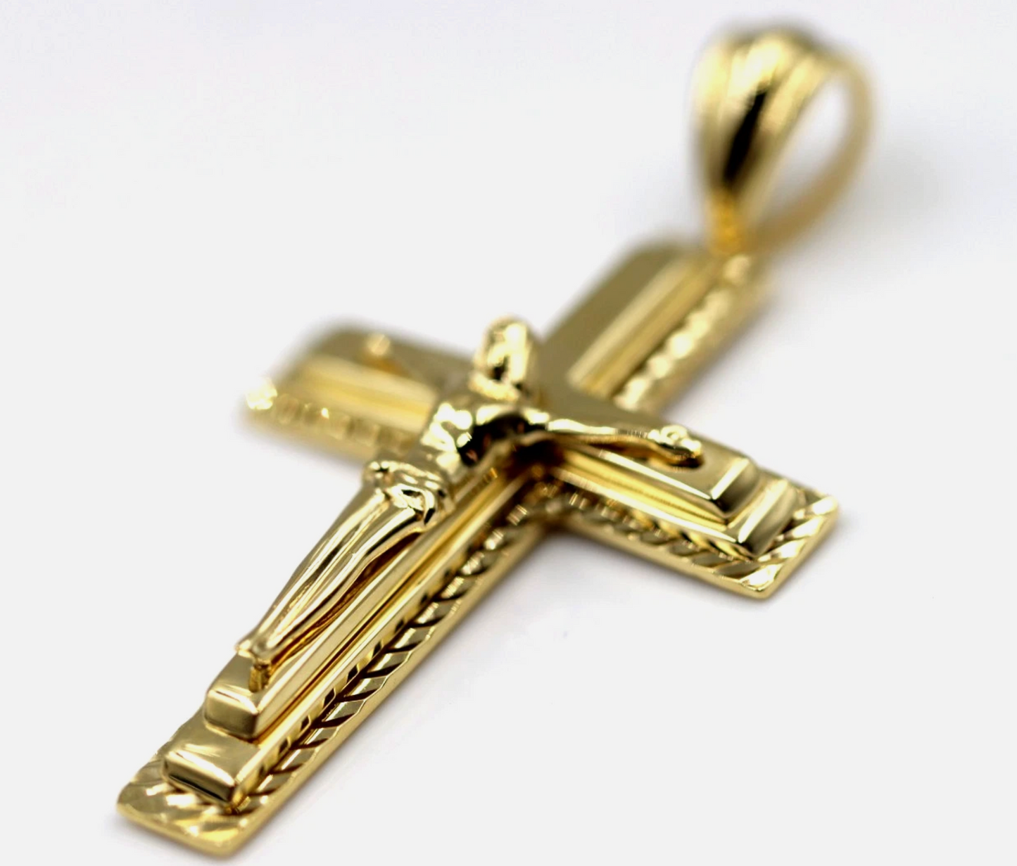 Genuine 18ct 18k 750 Yellow Gold Large Crucifix Cross Pendant