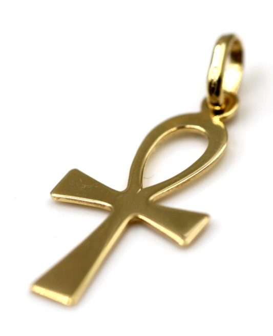 Genuine 18ct 18k 750 Yellow Gold Ankh Key of Life Charm Pendant