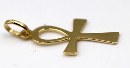 Genuine 18ct 18k 750 Yellow Gold Ankh Key of Life Charm Pendant
