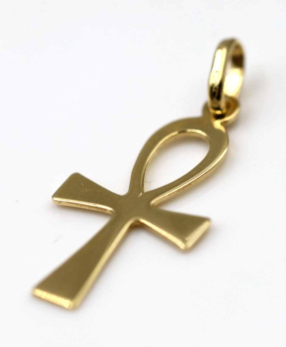 Genuine 18ct 18k 750 Yellow Gold Ankh Key of Life Charm Pendant
