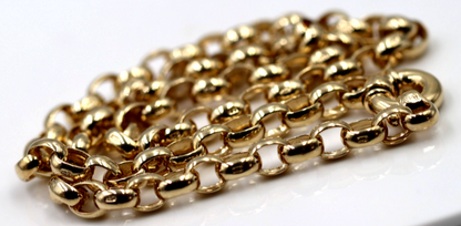 Genuine 9ct 9k Yellow Gold 375 Heavy Oval Belcher Necklace Chain 50cm